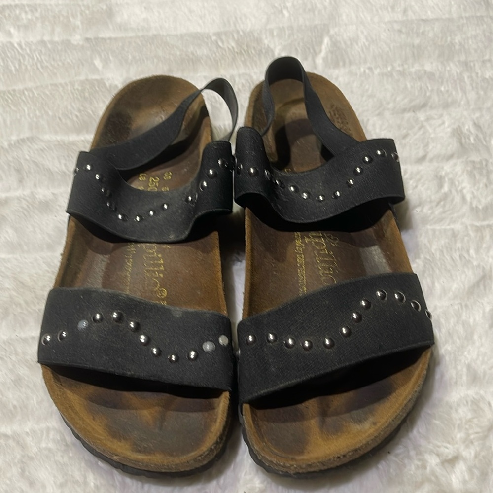 Birkenstock Black Sandals with Silver Accents